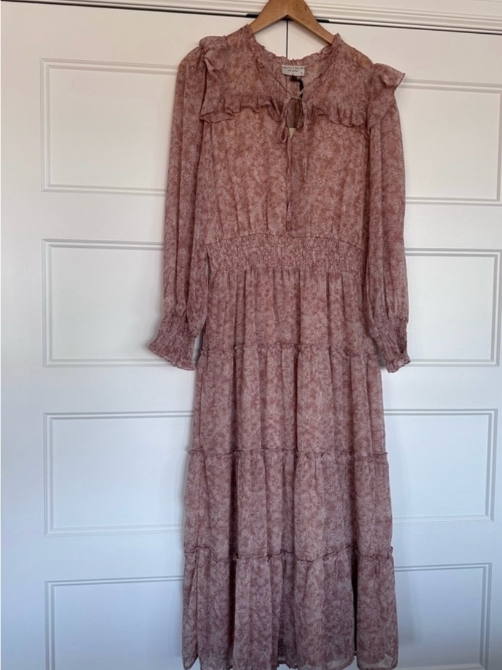 Dress Forum Dusty Mauve Floral Ruffle Tiered Maxi Dress